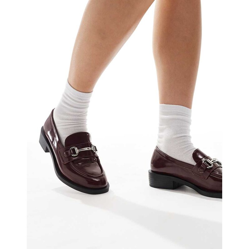 RAID Linette buckle detail loafer in burgundy-Red 114429523