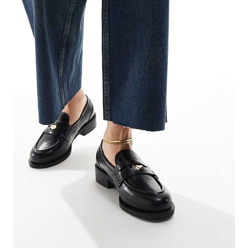 RAID Wide Fit Nonnie penny loafers in black 113261938