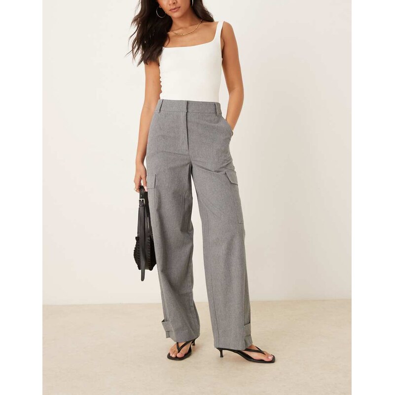 ASOS DESIGN utility trousers with pocket detail in brushed flannel in 115512402