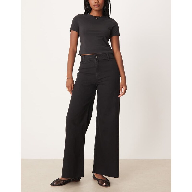 Mango Catherin raw hem straight jean in black