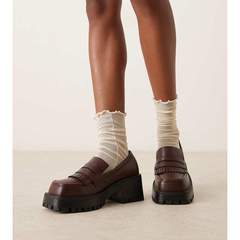 RAID Wide Fit Vamika chunky loafers in brown
