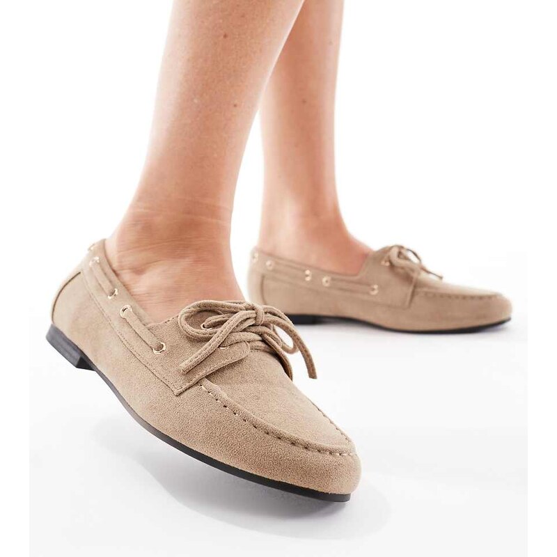 SEQWL Wide Fit Picnic boat shoes in taupe-Brown 107999496