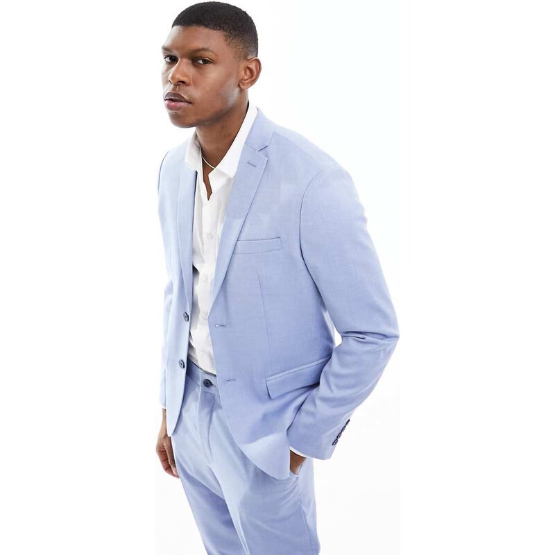 Selected slim fit suit jacket in blue