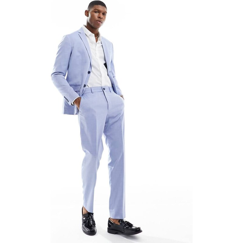 Selected slim fit suit trouser in blue
