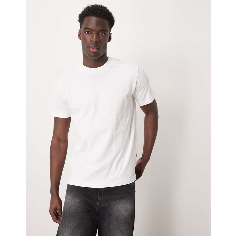 Selected 100% cotton heavyweight oversized t-shirt in white