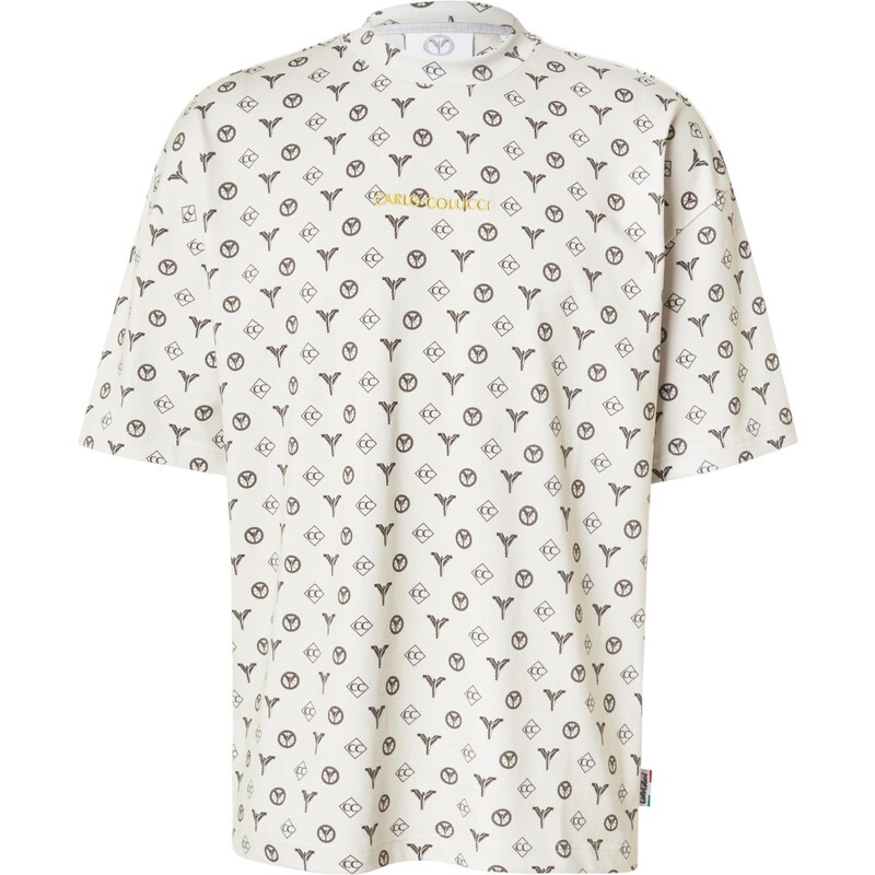 Carlo Colucci Tričko Ennemoser khaki / bílá 108503942
