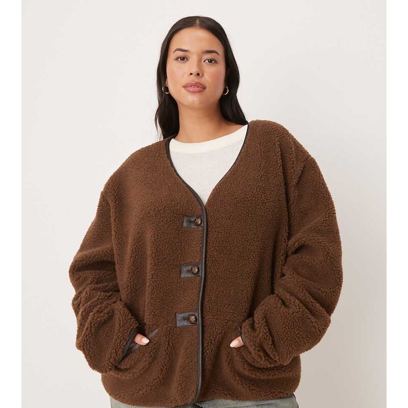 ASOS Curve ASOS DESIGN Curve oversized borg fleece cardigan with