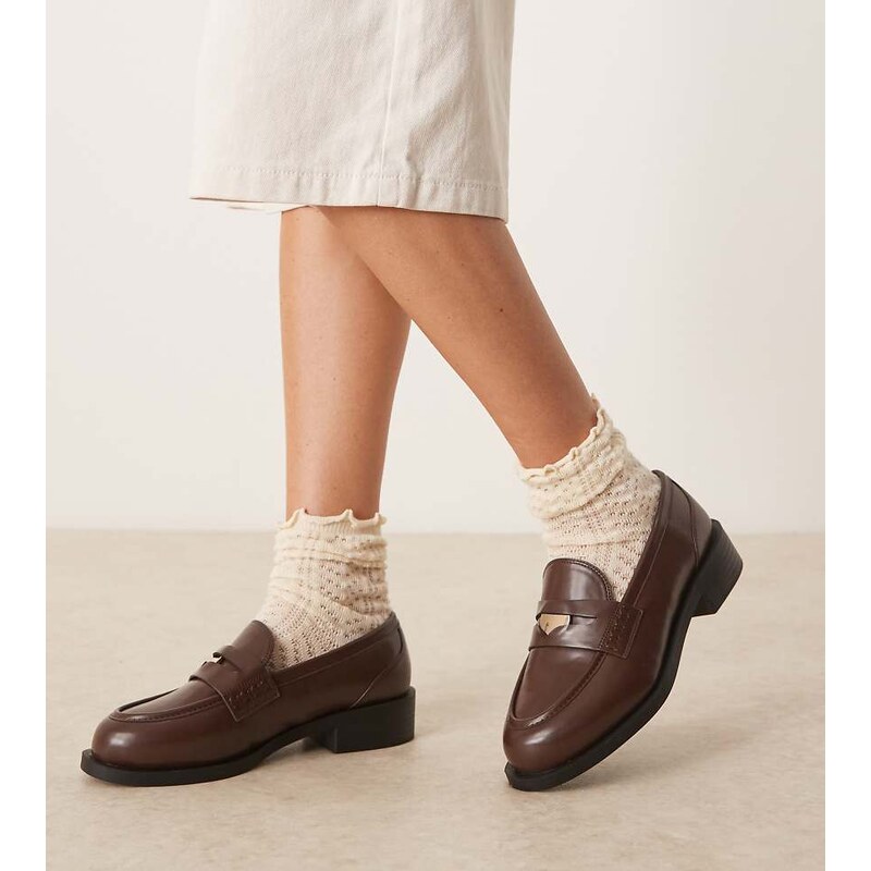 RAID Wide Fit Nonnie penny loafers in brown 113500164
