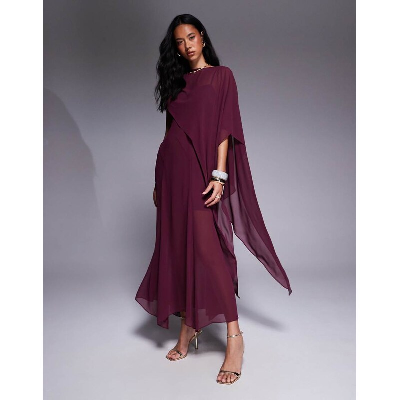 Forever New cape sleeve maxi dress in port-Red 115591404