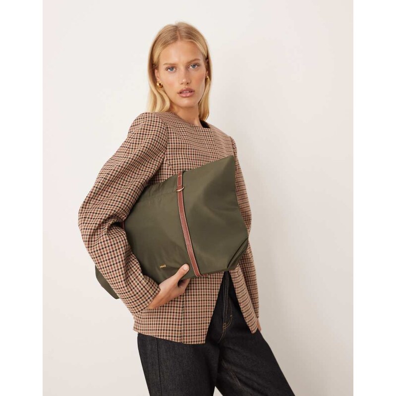 Mango classic tote bag in khaki-Green 107908467