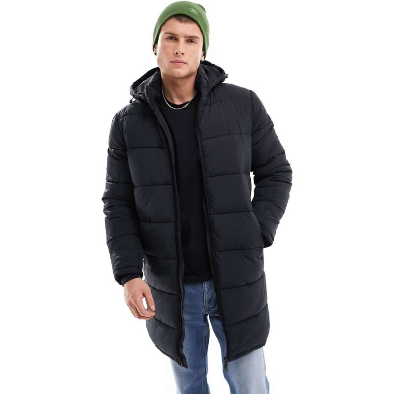 Selected Cooper long puffer jacket in black
