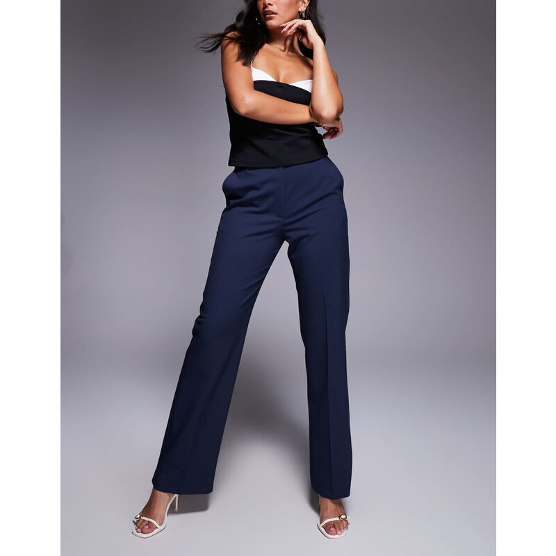 ASOS DESIGN tailored slim straight trousers in navy 109771925