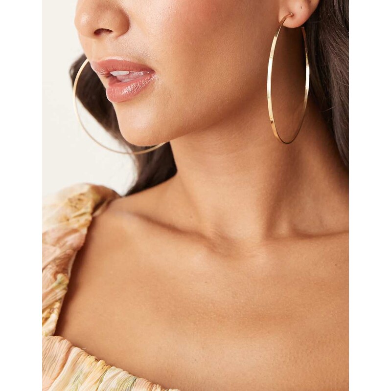 DesignB London 75mm large thin hoop earrings in gold