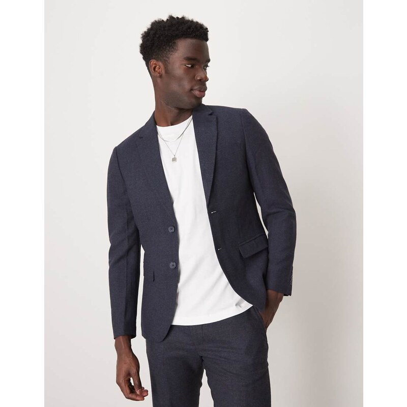 Selected Reed wool mix blazer in navy