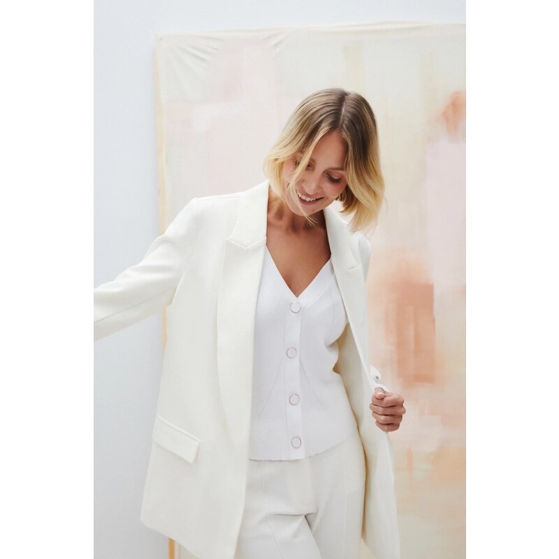Marisse Womens Jacket L-Mr-4601 Off White