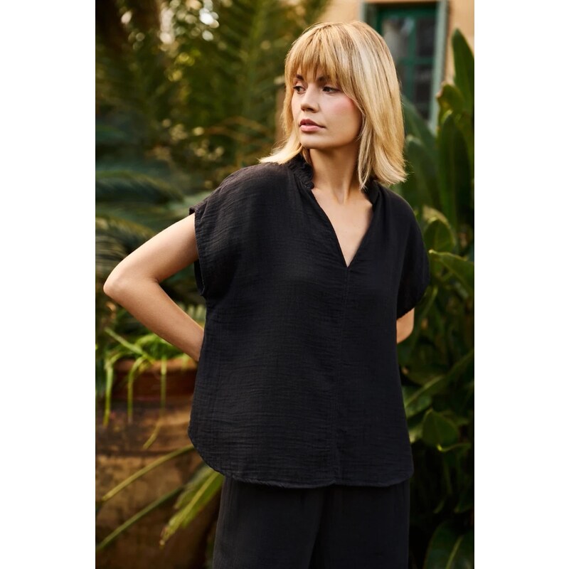 Marisse Black Cotton Shirt