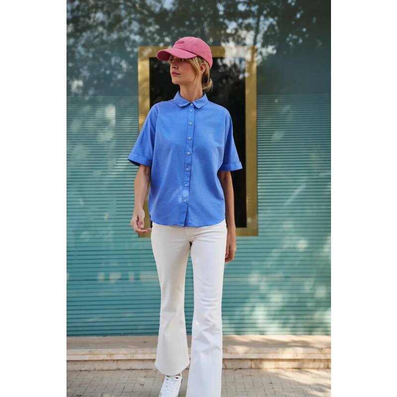 Marisse Womens Shirt L-Ko-4643 L.Blue Mel