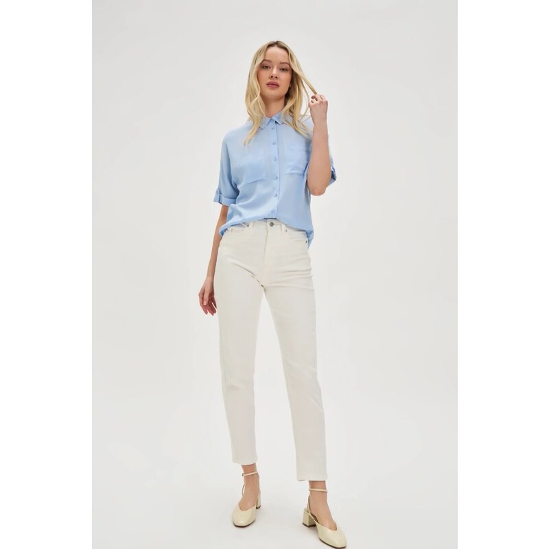 Moodo Marisse White Straight Leg Jeans