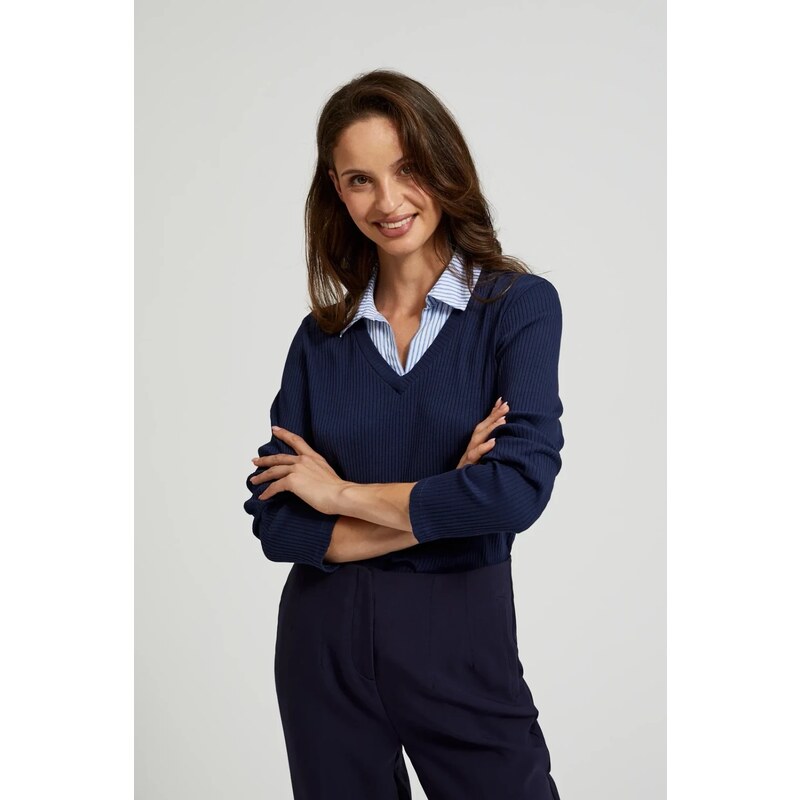 Marisse Womens Blouse Z-Ts-4523 Navy