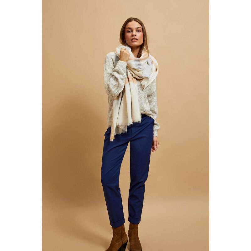 Marisse Sand Checkered Scarf