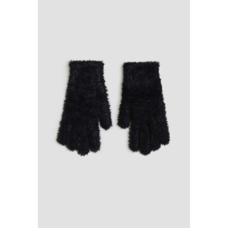 Marisse Black Fur Gloves
