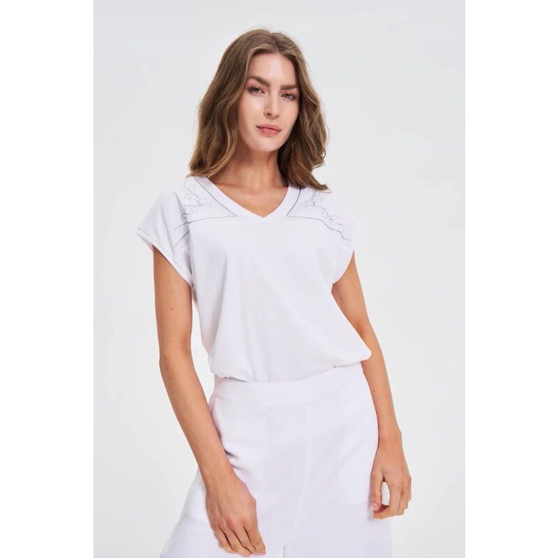 Marisse White Cotton Blouse