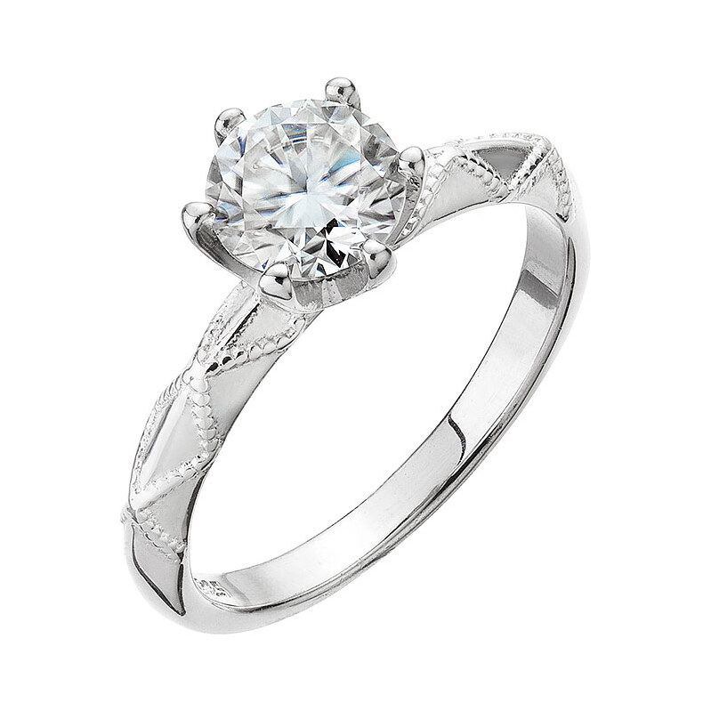 Stříbrný prsten MIA s ornamentem 15M00005 moissanite
