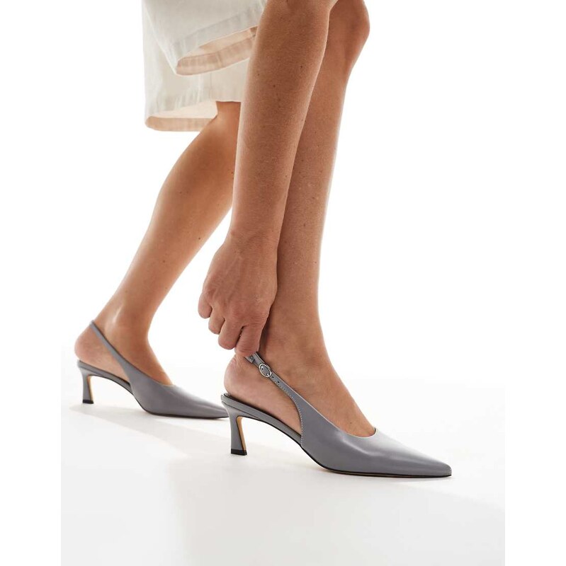 London Rebel Emily sling back kitten heels in slate grey