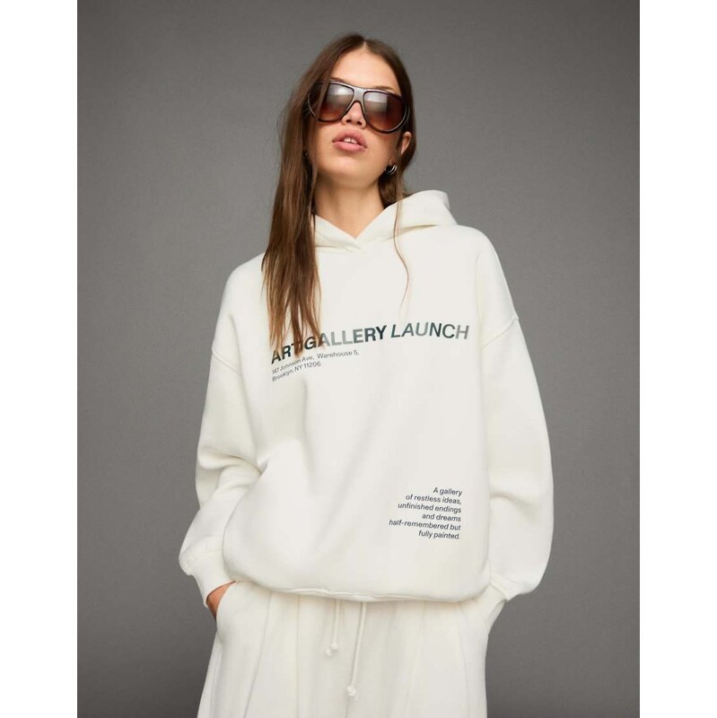 Bershka Printed hoodie in white 107919908