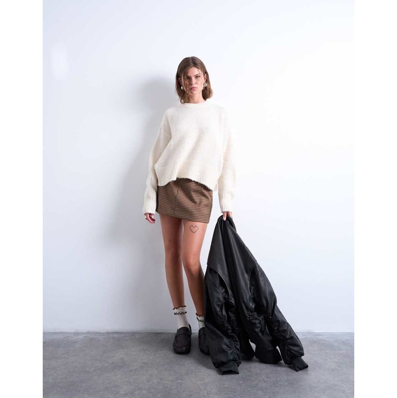 Topshop knitted wool blend fluffy ultimate jumper in white 115511148
