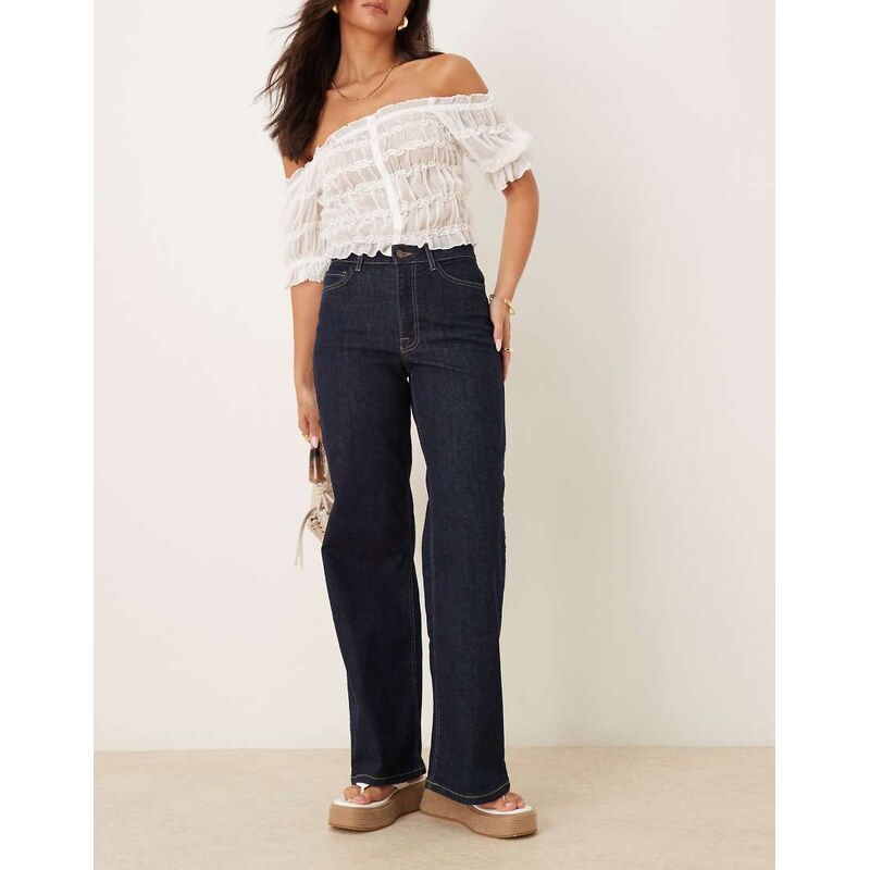 JDY Felina high waist wide leg jeans in rinse blue denim