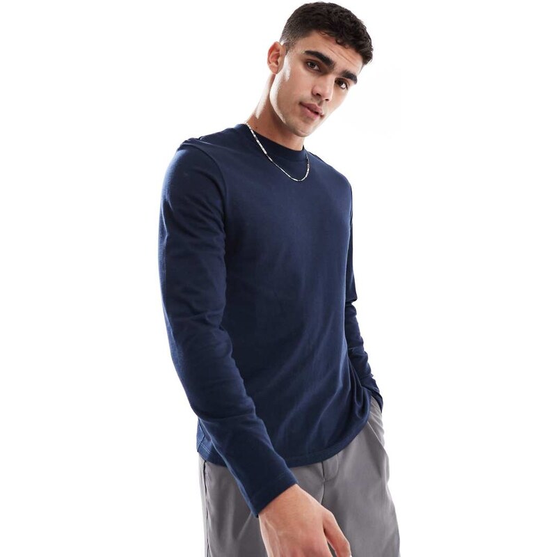 ASOS DESIGN Essentials regular fit long sleeve t-shirt in navy