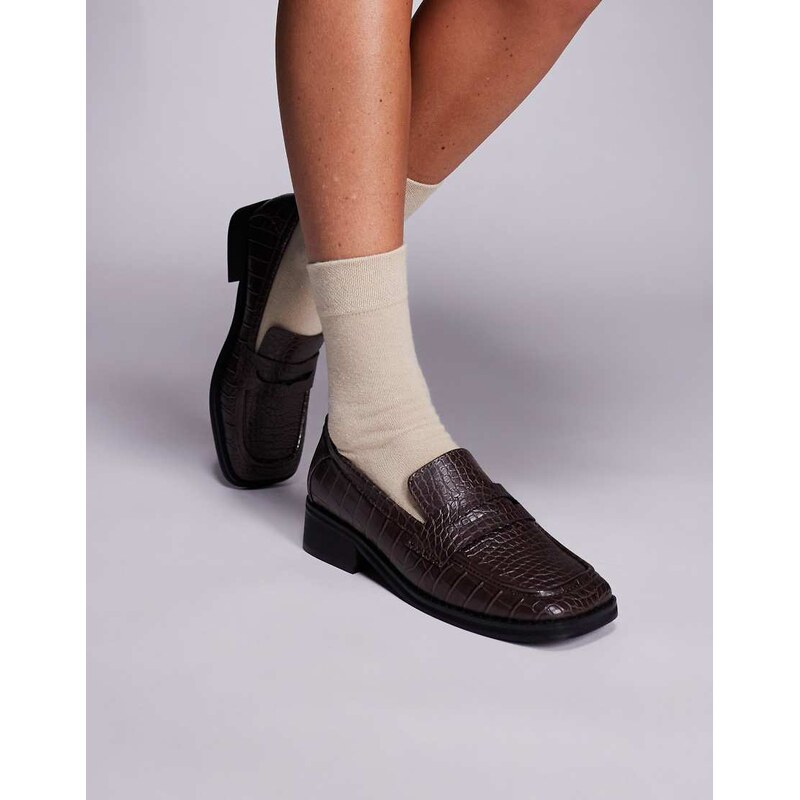 Public Desire Decaf loafers in brown croc