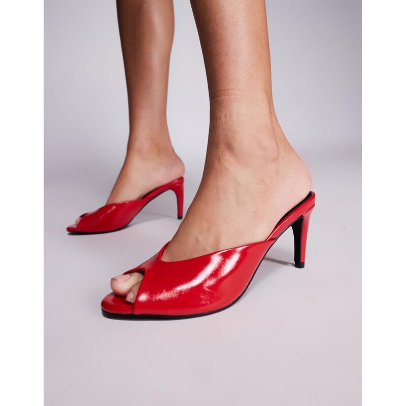 Public Desire Stessy heeled peep toe mule sandals in red