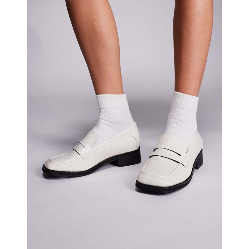 Public Desire Decaf loafers in cream croc-Neutral 115512455