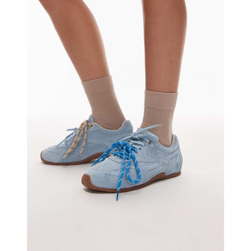 Bronx Myr-aa lace up trainers in baby blue suede 109588900