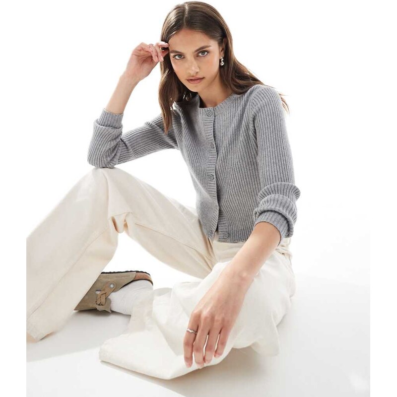 ONLY structured ribbed knitted cardigan in grey