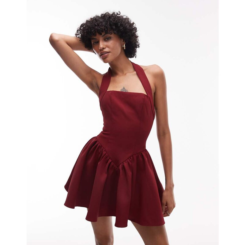 Heiress Beverly Hills structured halterneck drop waist pleat