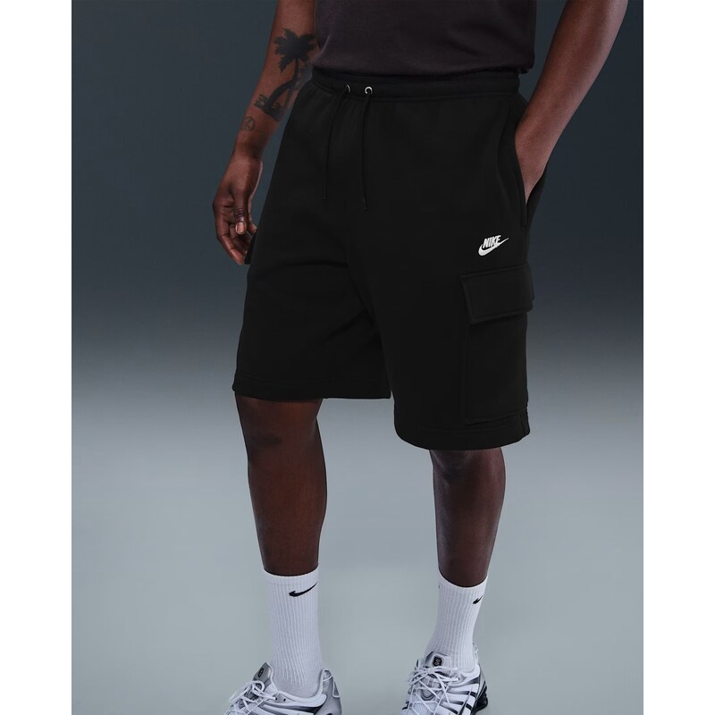 Nike Club Mens Fleece Cargo Shorts BLACK/BLACK/WHITE 010