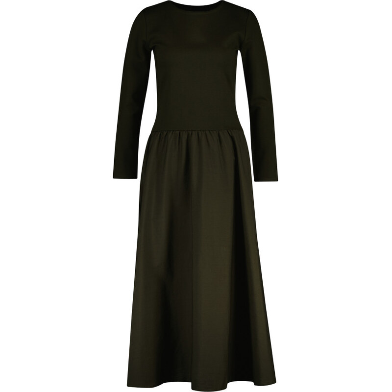ŠATY GANT MIDI JERSEY WOVEN COMBO LS DRESS GREEN LAGOON 107925390