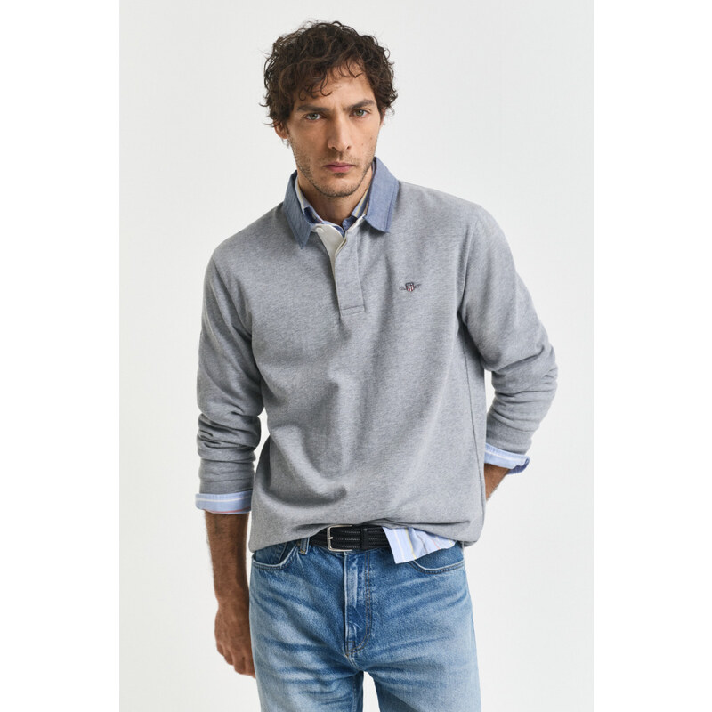 POLOKOŠILE GANT REG CHAMBRAY HEAVY RUGGER GREY MELANGE