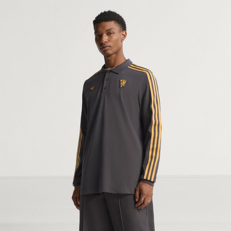 Adidas Polo tričko Manchester United Terrace Icons sdlouhým