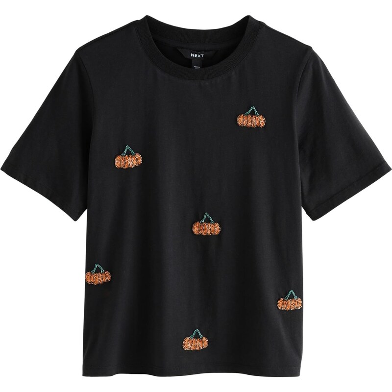 Next Tričko Halloween Pumpkin zelená / oranžová / černá