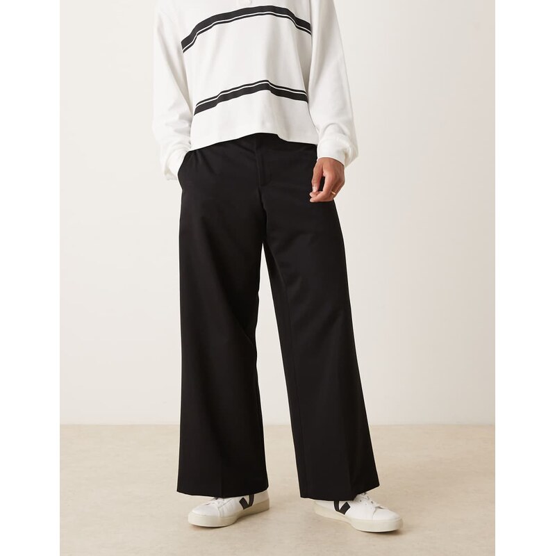 ASOS DESIGN smart loose leg trousers in black