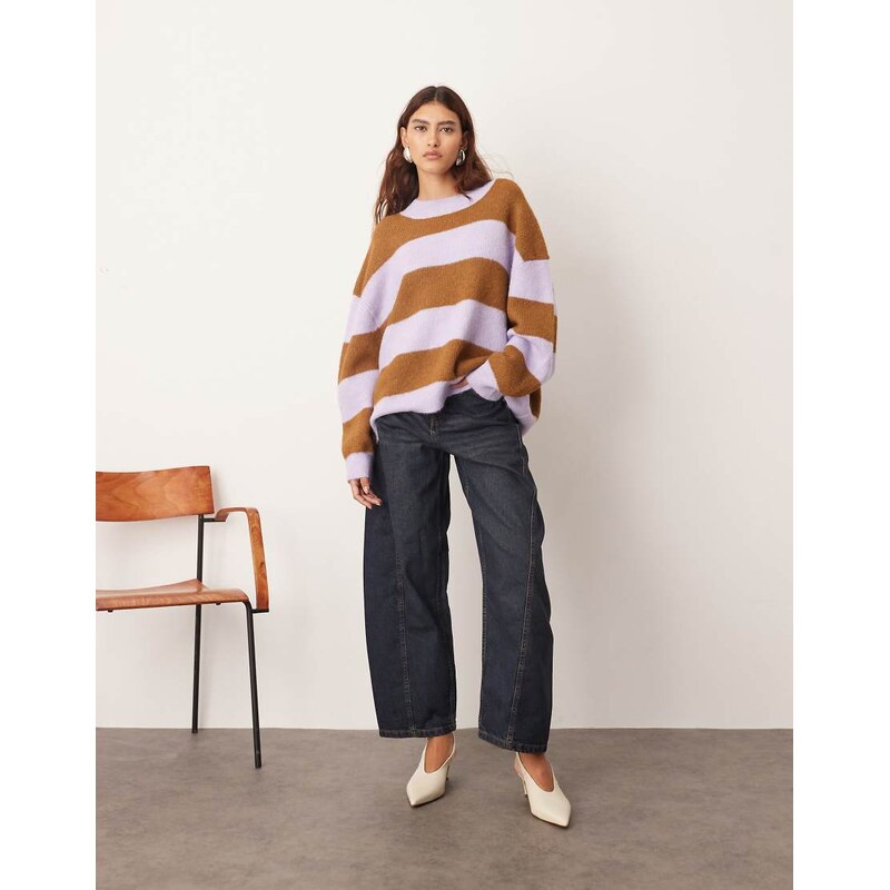 ARRANGE Franklyn seam detail barrel jean in indigo-Navy
