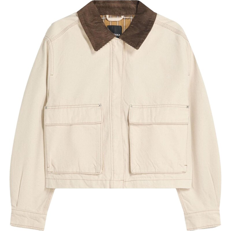 Bershka Přechodná bunda režná / hnědá 108848340