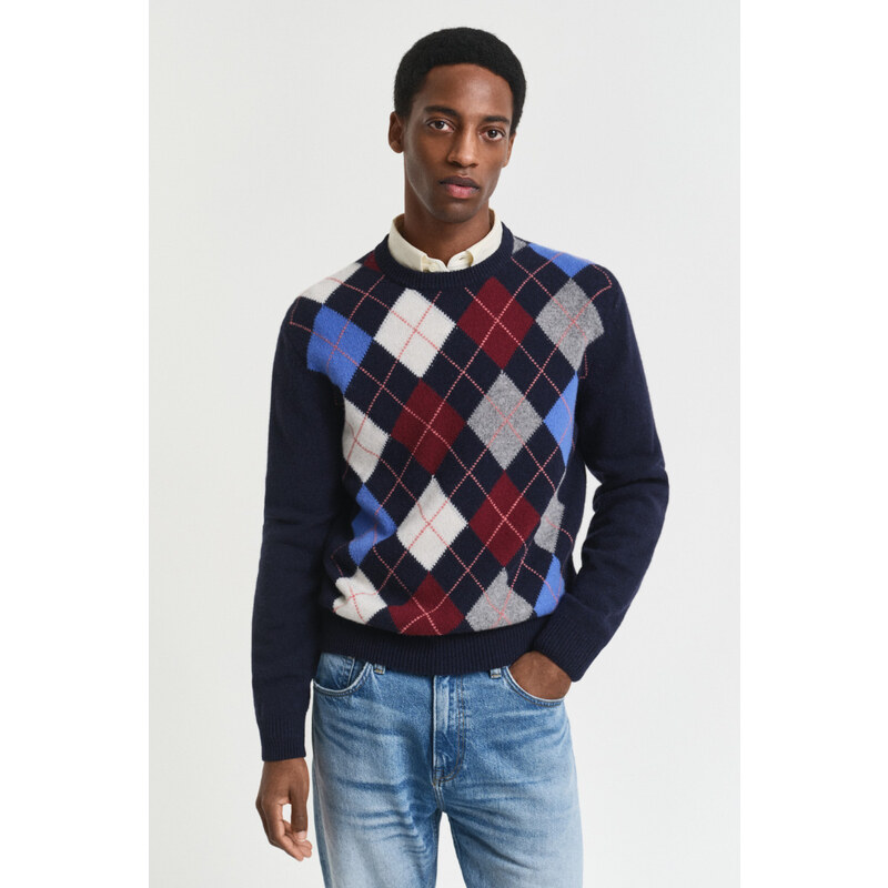 SVETR GANT ARGYLE C-NECK DARK NAVY MELANGE