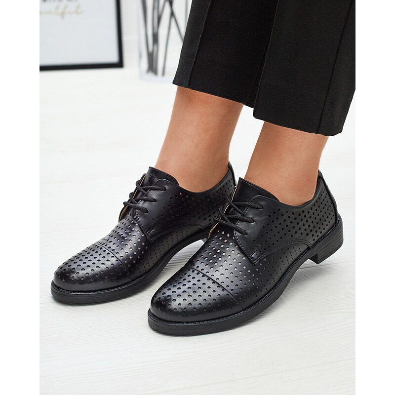 Resti Openwork black womens eco leather half shoes Azedvo- Footwear 107946368
