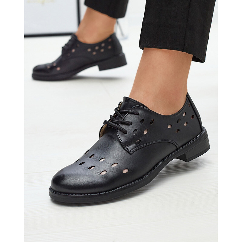 Resti Womens openwork eco leather half shoes in black Selofso- 107946374