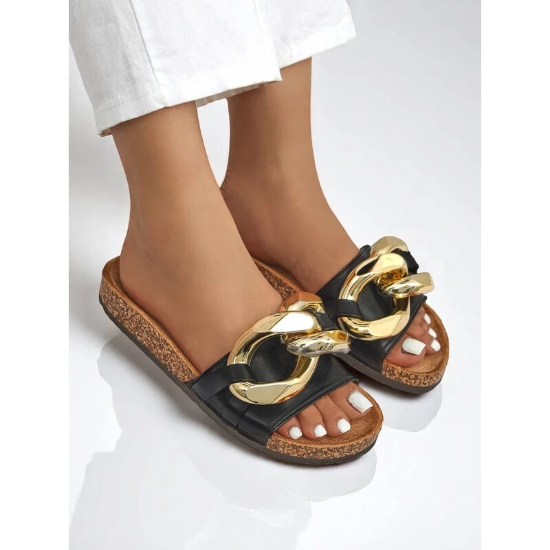 Resti Royalfashion Black womens flip-flops with ornament in Fixci 107949649